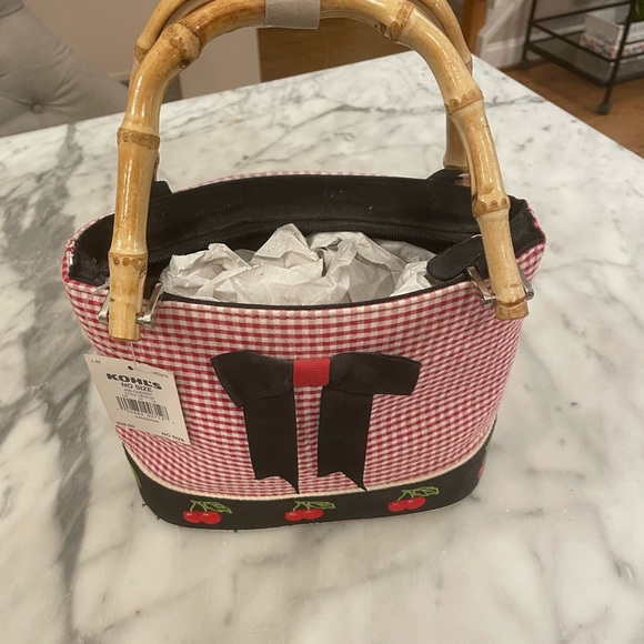 Brand New With Tags Croft and Barrow Gingham Cherry Bag - Picture 6 of 9